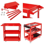 3 Tier Steel Service Cart With Solid Rubber Casters