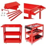 3 Tier Steel Service Cart With Solid Rubber Casters