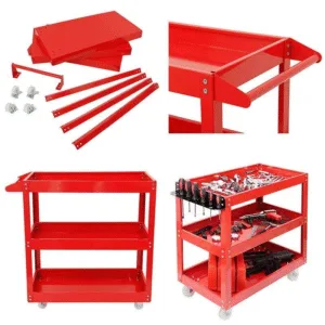 3 Tier Steel Service Cart With Solid Rubber Casters