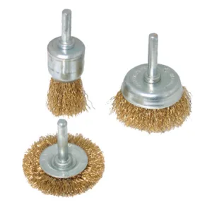 Silverline Brassed Steel Wire Wheel & Cup Brush Set 3pce