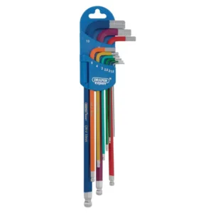 Metric Extra Long Hex & Ball End Key Set, Colour Coded (9 Piece)