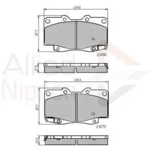 Front Brake Pads Toyota Hilux 2005-2009 Without VSC