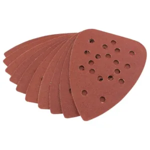 Ten 120 Grit Hook & Loop Tri Base Sander Sheets (140 x 140 x 93mm)