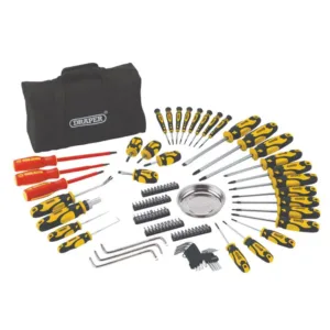 Screwdriver & Bit Set With Soft Storage Bag Yellow (100 Piece)