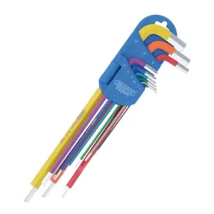 Metric Extra-Long Arm Hex Key Set, Colour Coded (9 Piece)