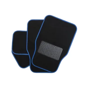 Auto Choice Black Carpet Mat Set With Blue Trim