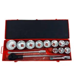 15PC 1" Drive Socket Set 36–80mm with Ratchet & Extensions
