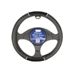 Grey/Black Perforated Leather Steering Wheel Cover